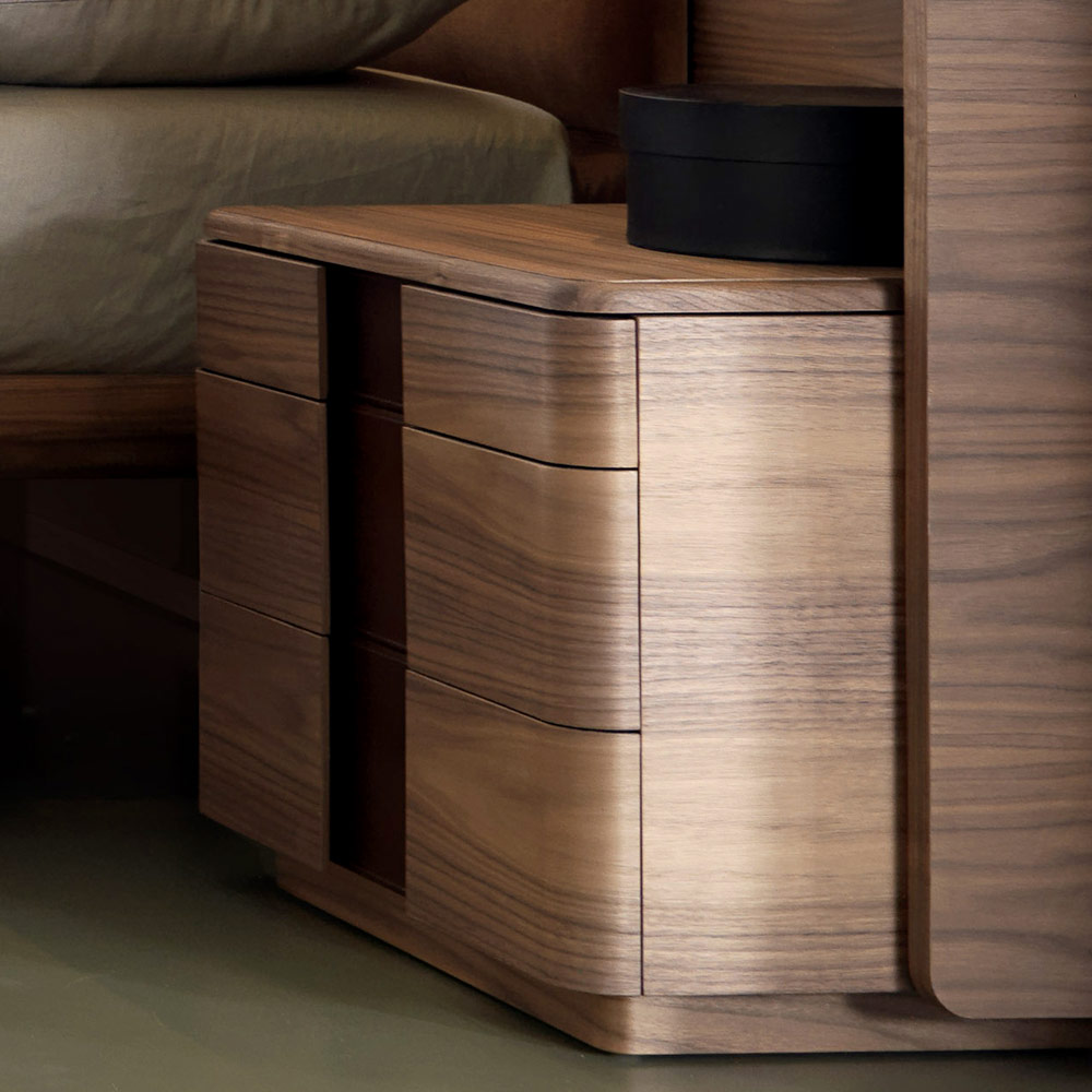 Mesita de noche de diseño moderno en madera maciza Grilli York