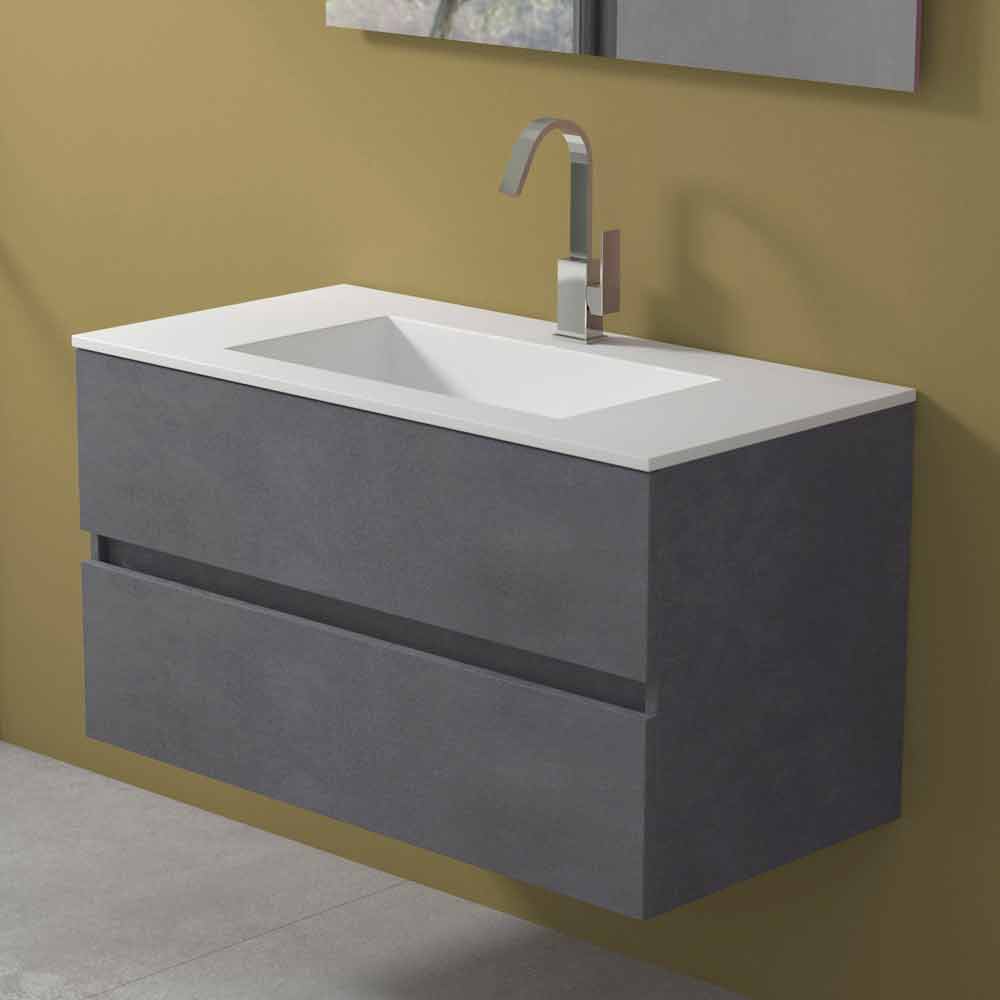agujero trabajador Por Mueble de baño suspendido con lavabo integrado de diseño moderno