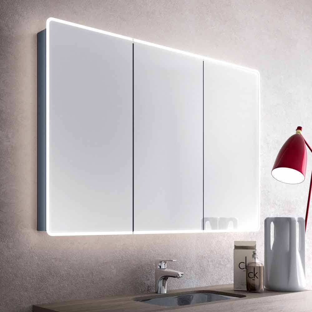 frío oler estilo baño-espejo de pared con LED y 3 puertas, diseño moderno, Valter