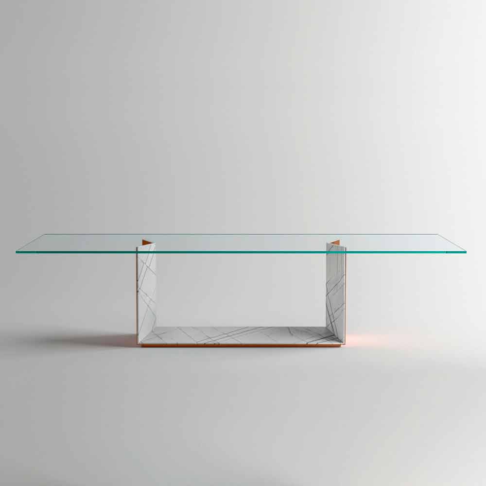 Mesa comedor de diseño en mármol y metal Made in Italy