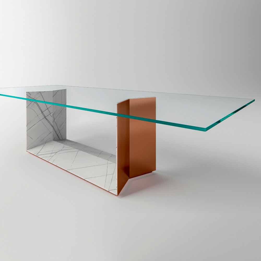 Mesa comedor de diseño en mármol y metal Made in Italy