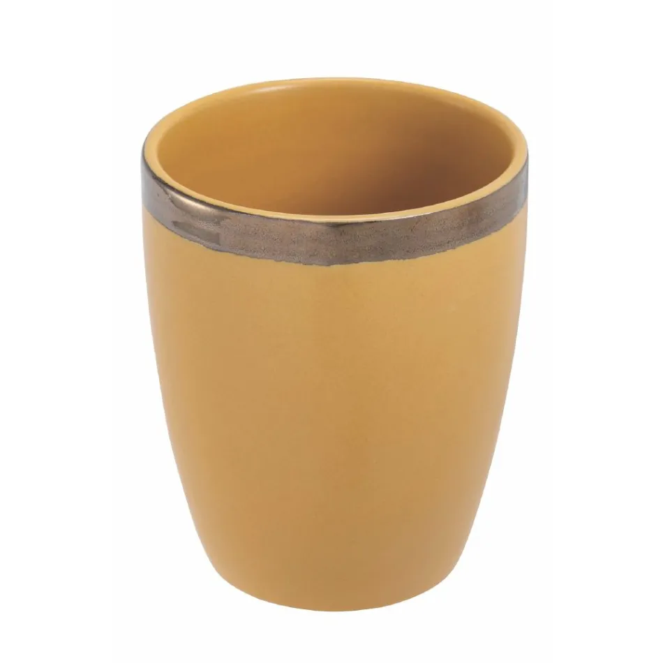 12 Vasos de Agua de Gres 320 ml Contorno Dorado - Bibol Viadurini