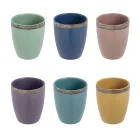 12 Vasos de Agua de Gres 320 ml Contorno Dorado - Bibol Viadurini