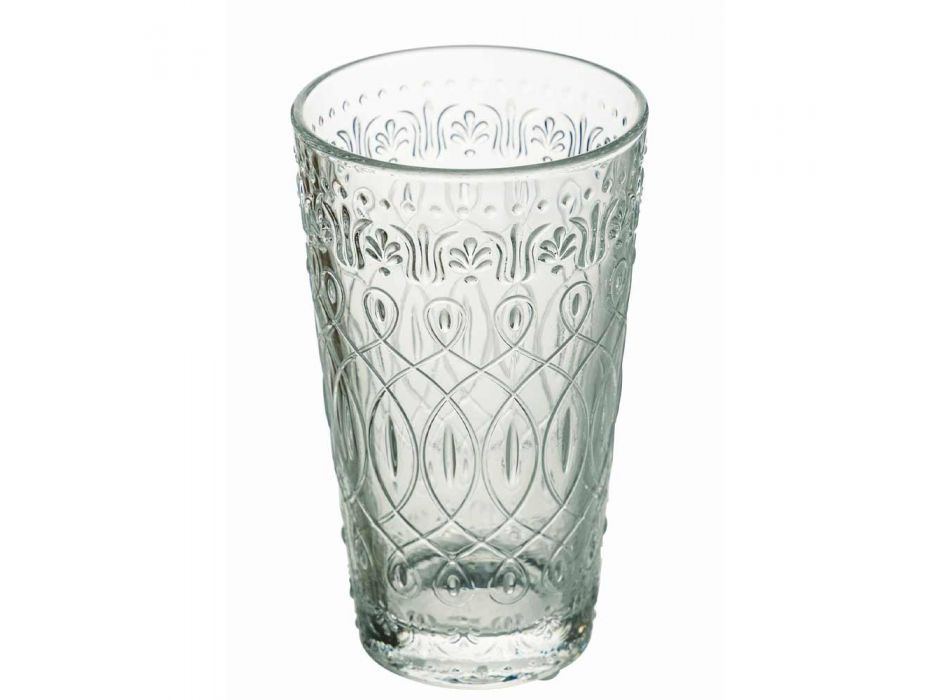 12 vasos de bebida de vidrio transparente decorados para bebidas - Maroccobic Viadurini