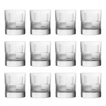 12 Vasos para Agua o Whisky Diseño Vintage en Cristal Decorado - Táctil