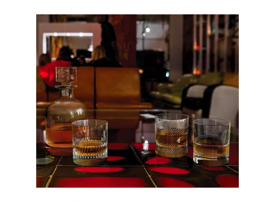 12 Vasos para Agua o Whisky Diseño Vintage en Cristal Decorado - Táctil Viadurini