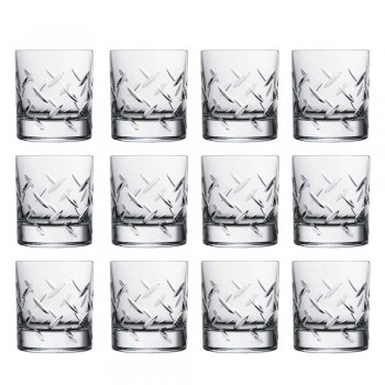 12 vasos para whisky o agua en cristal ecológico con decoración moderna - arritmia