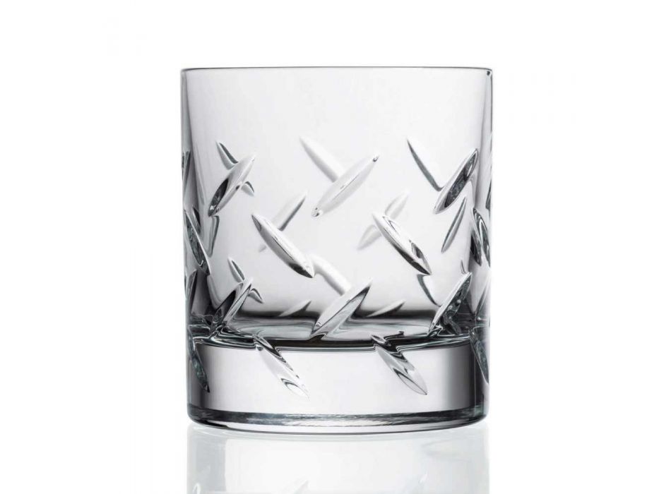12 vasos para whisky o agua en cristal ecológico con decoración moderna - arritmia