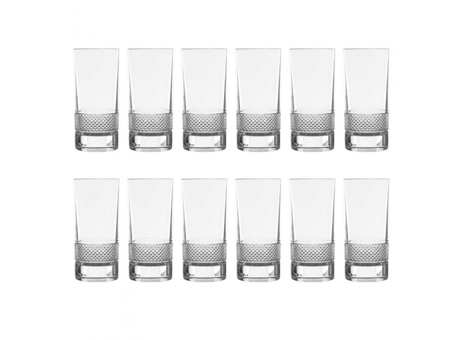 12 vasos altos de cristal ecológico decorado de lujo - Milito Viadurini