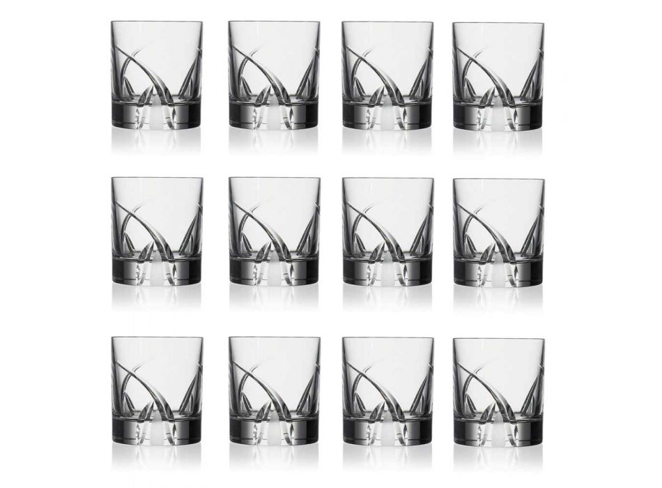 12 vasos de vaso bajo en diseño de lujo Eco Crystal - Montecristo Viadurini