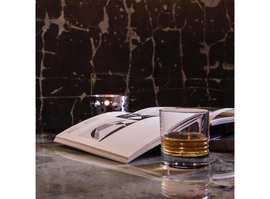 12 vasos de whisky de cristal pasados de moda dobles con vaso - Arritmia Viadurini