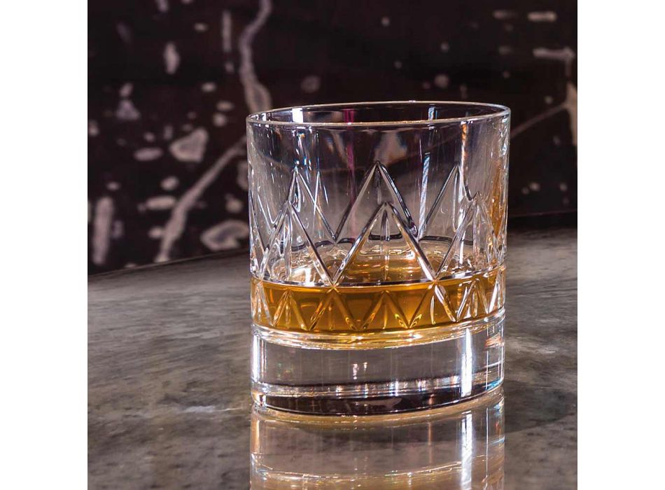 Diseño moderno de lujo de 12 vasos de whisky o agua en cristal - Arritmia Viadurini