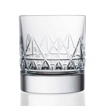 Diseño moderno de lujo de 12 vasos de whisky o agua en cristal - Arritmia Viadurini