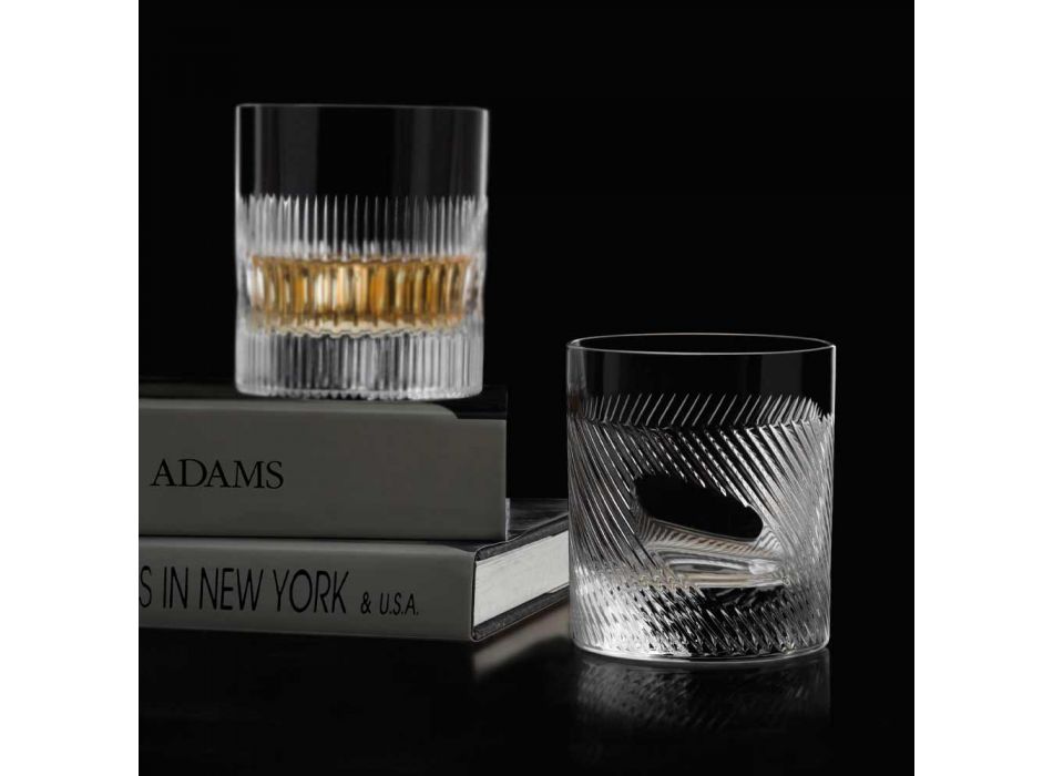 12 vasos de whisky o de agua en diseño vintage decorado con cristales ecológicos - táctiles