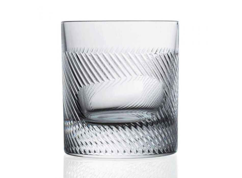 12 vasos de whisky o de agua en diseño vintage decorado con cristales ecológicos - táctiles Viadurini