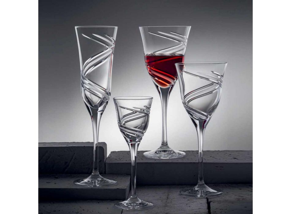 12 copas de flauta de champán en cristal ecológico decorado innovador - Ciclón Viadurini