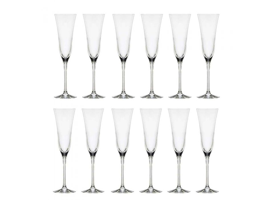 12 vasos de flauta en cristal de lujo ecológico diseño minimalista - liso Viadurini
