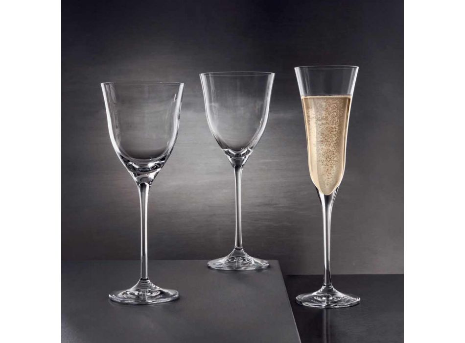 12 vasos de flauta en cristal de lujo ecológico diseño minimalista - liso