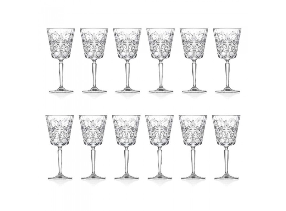 12 Vasos para Agua, Bebidas o Cóctel Diseño en Eco Cristal Decorado - Destino Viadurini