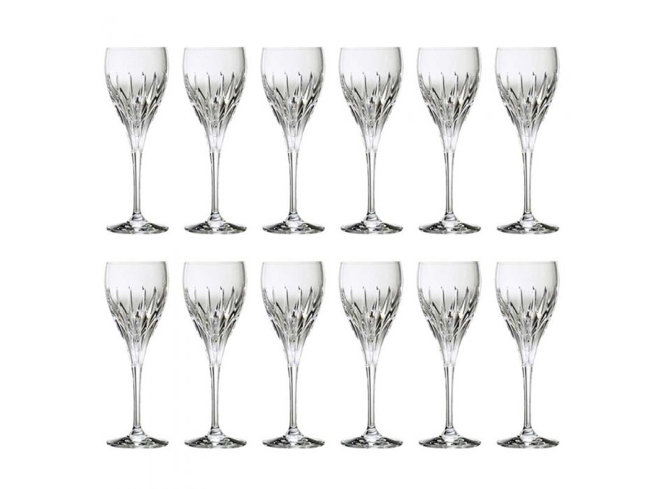 12 copas de vino blanco decoradas a mano en cristal de lujo ecológico - Voglia Viadurini