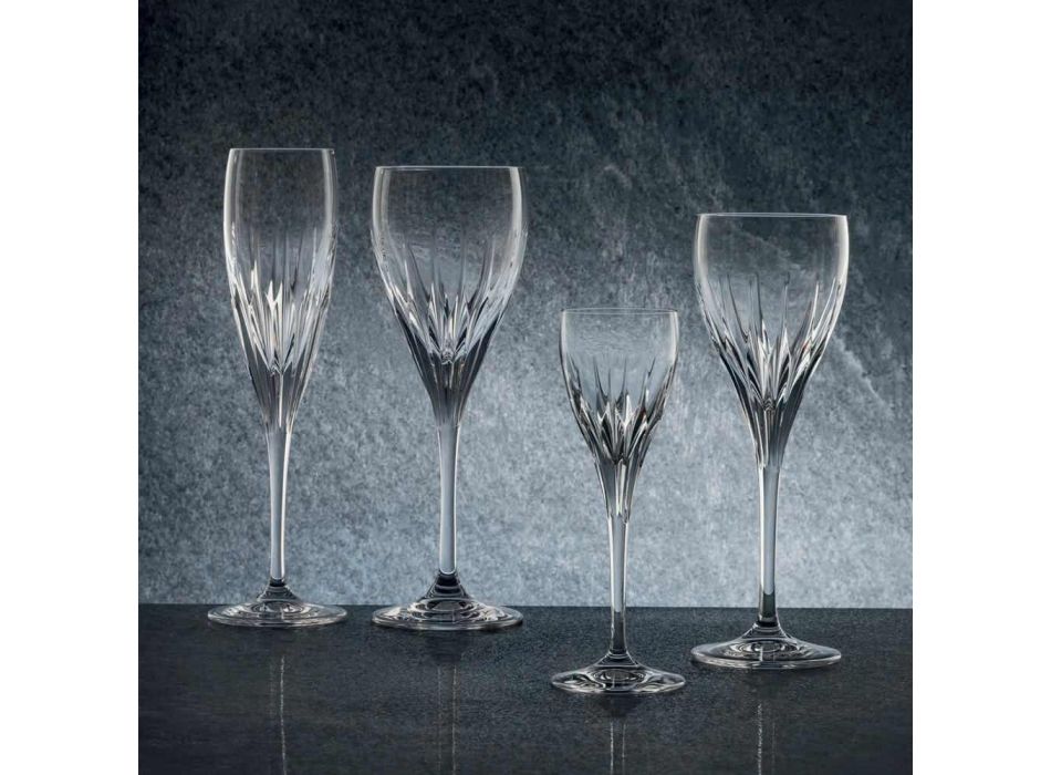 12 copas de vino blanco decoradas a mano en cristal de lujo ecológico - Voglia Viadurini