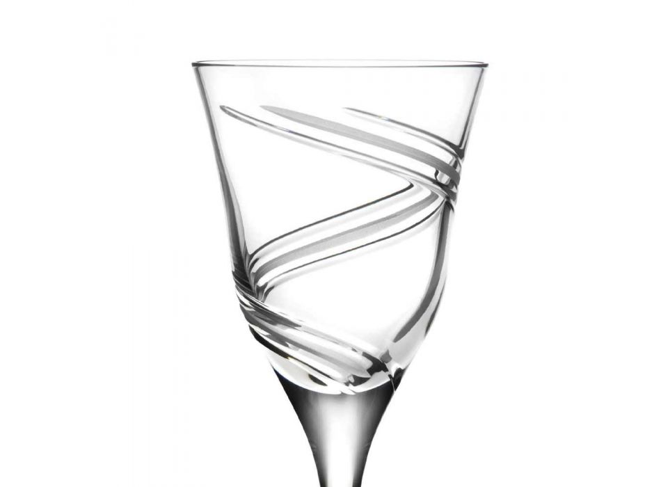 12 Copas para Vino Blanco en Cristal Ecológico Decorado y Satinado - Ciclón Viadurini
