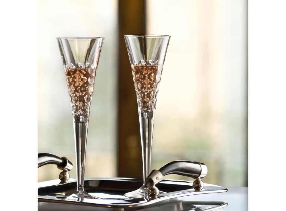 12 Copas de vino Copas Fluter para burbujas de cristal - Titanioball Viadurini