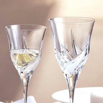 12 copas de vino blanco de diseño de lujo en cristal ecológico decoradas a mano - Adviento