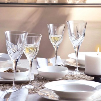 12 copas de vino blanco de diseño de lujo en cristal ecológico decoradas a mano - Adviento