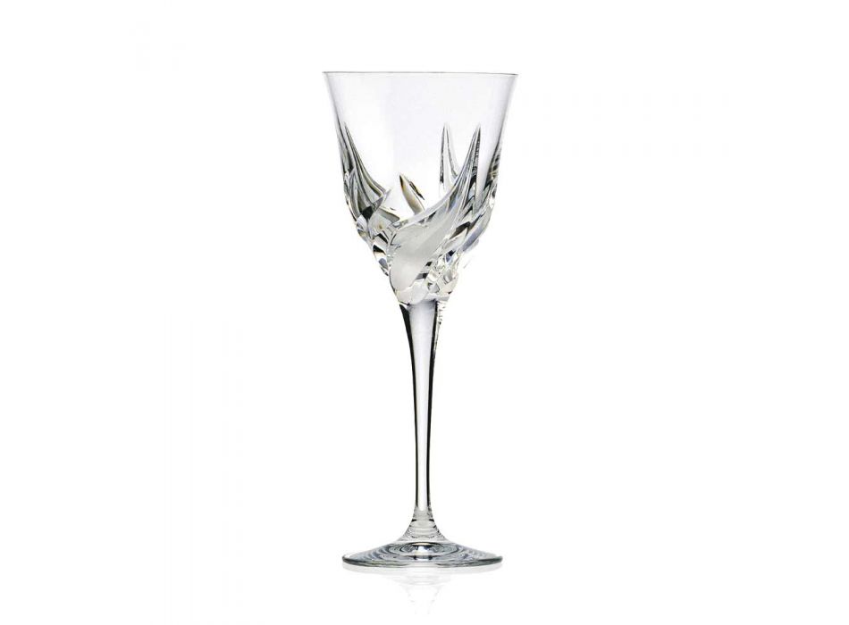 12 copas de vino blanco de diseño de lujo en cristal ecológico decoradas a mano - Adviento Viadurini