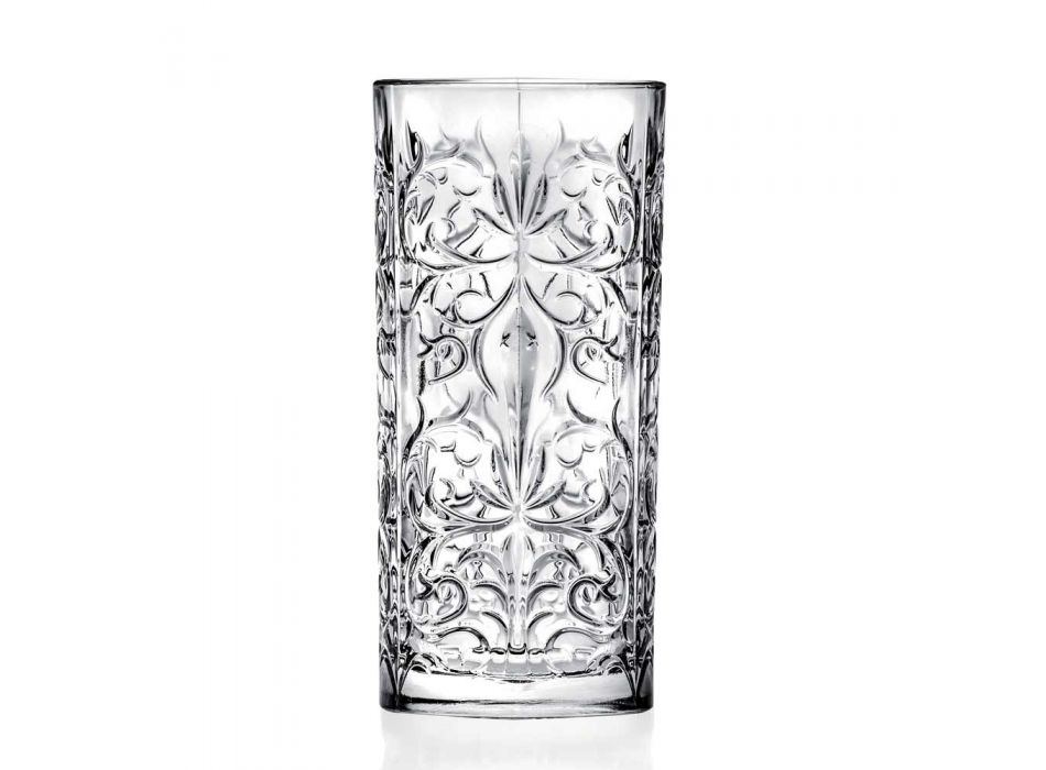 Vaso alto de cóctel Highball de 12 vasos o agua decorada de lujo - Destiny Viadurini