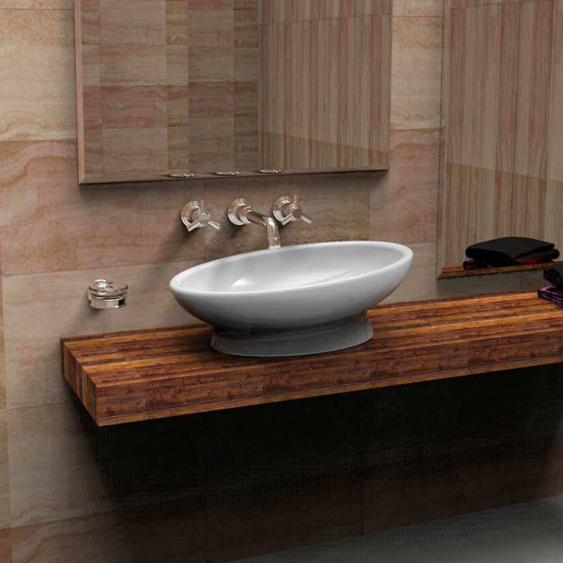 Lavabo moderno de encimera de huevo, producto artesano italiano.
