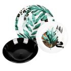 18 platos de porcelana con decoraciones exóticas de hojas verdes - Immer Viadurini