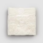 2 toallas de invitados en felpa de algodón y cenefa en mezcla de lino con encaje - Ginova Viadurini