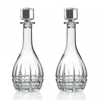 2 Botellas con Tapón de Vino Diseño Redondo en Cristal Decorado - Fiucco