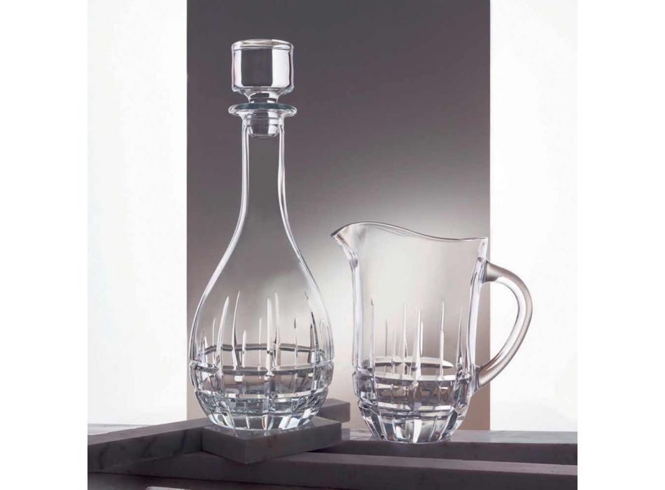 2 Botellas con Tapón de Vino Diseño Redondo en Cristal Decorado - Fiucco Viadurini