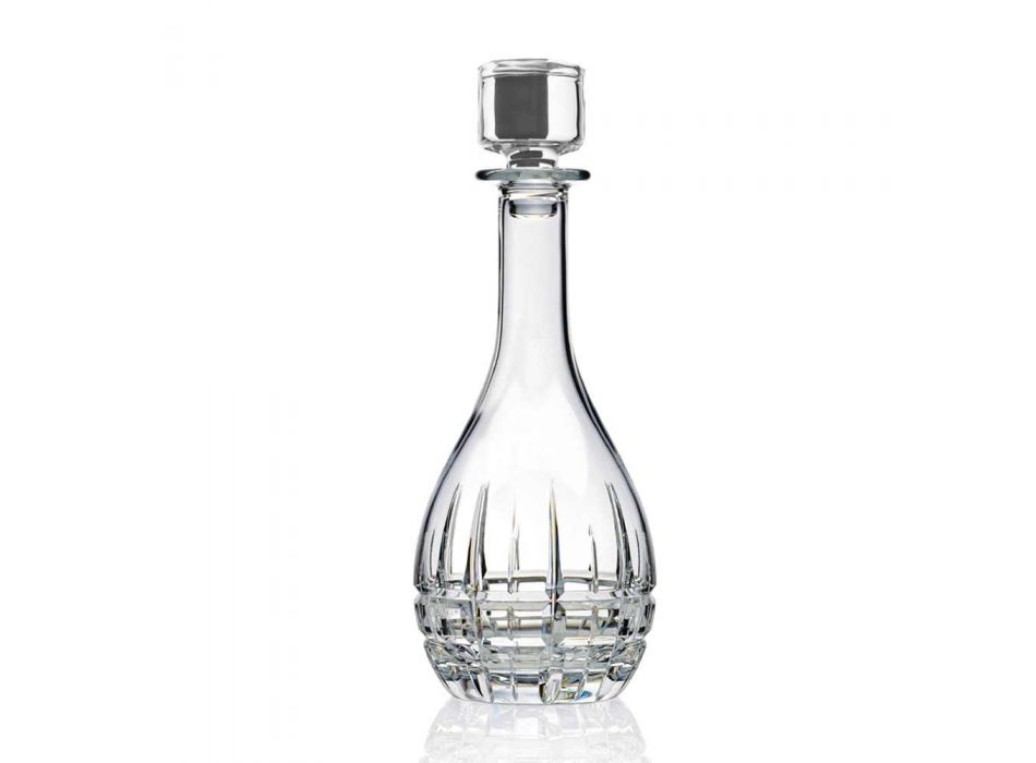 2 Botellas con Tapón de Vino Diseño Redondo en Cristal Decorado - Fiucco Viadurini