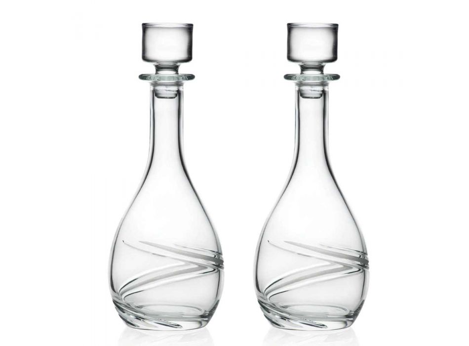 2 botellas de vino y tapa de cristal ecológico decorada a mano de lujo - Cyclone Viadurini