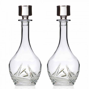 2 botellas de vino de cristal ecológico con tapa de diseño redondo y decoraciones - Adviento