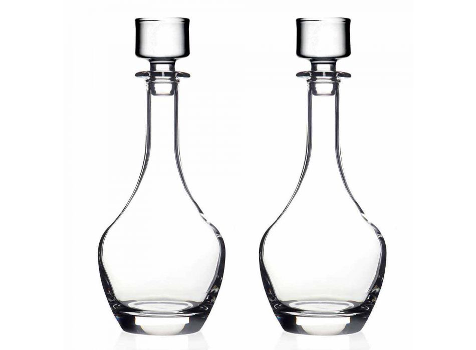 2 Botellas para Vinos en Cristal Ecológico Diseño Minimal Italiano - Suave