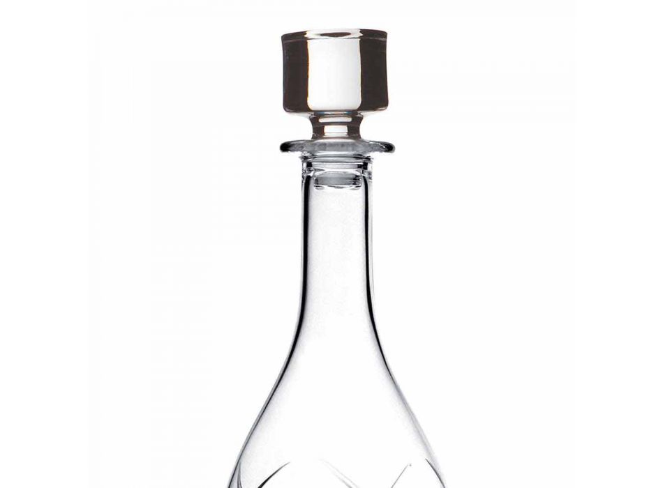 2 Botellas de Vino con Tapas Redondas de Diseño en Eco Crystal - Montecristo Viadurini