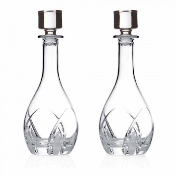2 Botellas de Vino con Tapas Redondas de Diseño en Eco Crystal - Montecristo