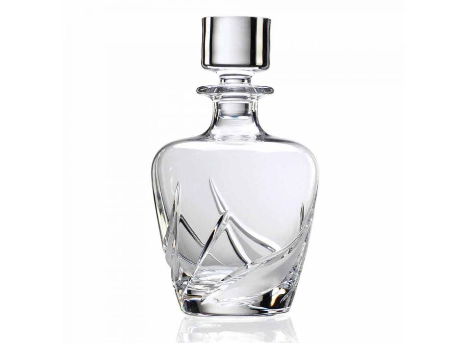 2 botellas de whisky de cristal con tapón de diseño decorado de lujo - Adviento Viadurini
