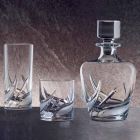 2 botellas de whisky de cristal con tapón de diseño decorado de lujo - Adviento Viadurini