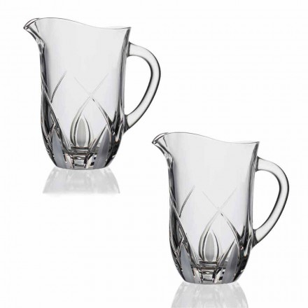 2 jarras de agua de cristal ecológicas diseño de lujo decorado a mano - Montecristo Viadurini
