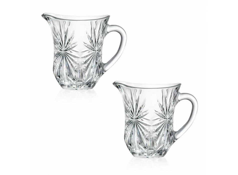 2 jarras de agua de diseño con decoración de vidrio de sonido superior ultraclaro - Daniele Viadurini