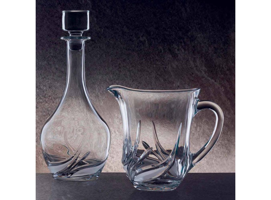 2 Jarras de agua en cristal ecológico con decoraciones de lujo Made in Italy - Adviento