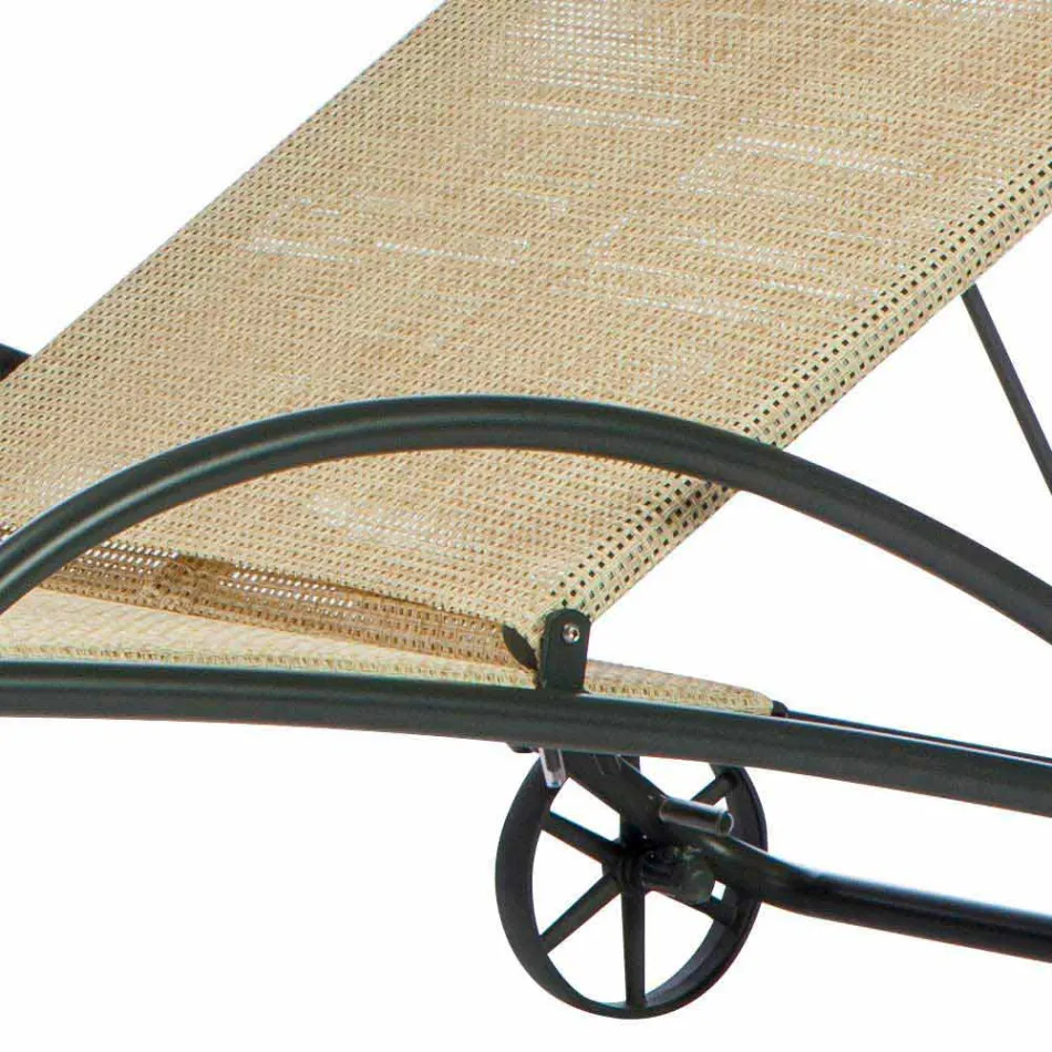 2 chaise longues apilables para exterior en metal y tela Made in Italy - Perlo Viadurini