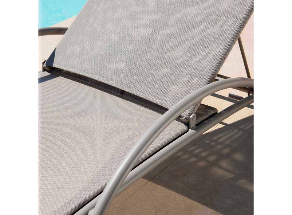 2 chaise longues apilables para exterior en metal y tela Made in Italy - Perlo