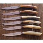 2 cuchillos de carne con mango en cuerno de buey o madera Made in Italy - Marino Viadurini